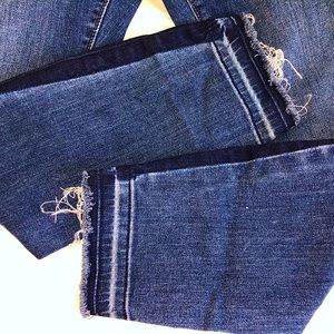 Loft Petite Straight Ankle Jeans w/ frayed cuffs